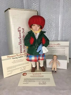$299.99 • Buy NIB Norman Rockwell Porcelain Little Girl & Her Doll Danbury Mint Young Ladies
