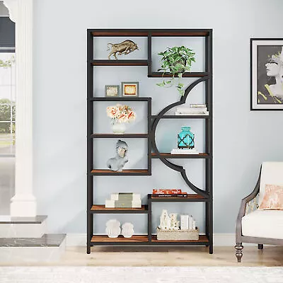 Wood & Metal Bookcase Etagere Bookshelf Open Storage Shelves For Home Office Den • $171.06