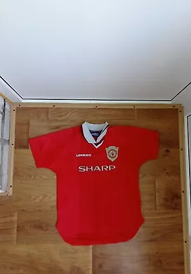 MANCHESTER UNITED 1999 CL WINNERS FOOTBALL SHIRT SOCCER JERSEY UMBRO Youth 158 • $19.99