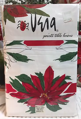 VERA ~  Vintage Poinsettia  ~ Paints Table Linens ~ 60'x102' ~  New In Package  • $48