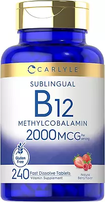 Carlyle Vitamin B-12 | 2000mcg | 240 Fast Dissolve Tablets | Methylcobalamin | N • $16.95