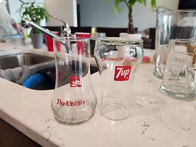 7up The Uncola Upside Down 1970's Glass Soda Pop Vintage Glasses Set Of 2 • $8