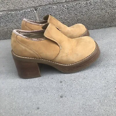 Vintage 90's Y2K Candies Platform Chunky Brown Ankle Leather Tall Boots Size 6 • $100