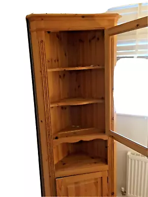 £60 • Buy SOLID PINE CORNER GLAZED DISPLAY UNIT WITH STORAGE CUPBOARD 2 Available 80 Each