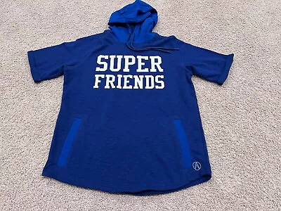 North & Acrux Short Sleeve Super Friends Hoodie L Superman Batman Robin Aquaman • $27.50