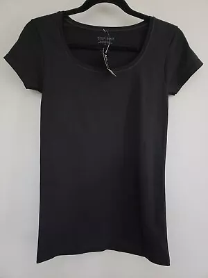 NEW Size Small Solid Black Tshirt Stretch Tunic Form Fitting Bodycon Baby Tee • £11.58