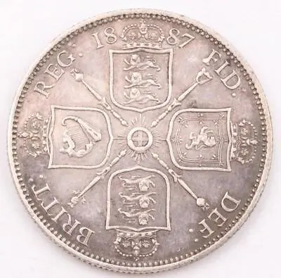 1887 Great Britain Silver Florin Queen Victoria Jubilee Nice EF+ • $44.15