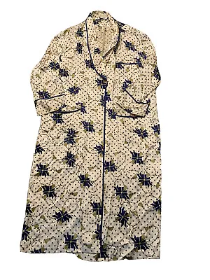 VTG 80s Van Tisse Men I Magnin Silk All Over Print Pattern Smoking Jacket Robe • $39.99