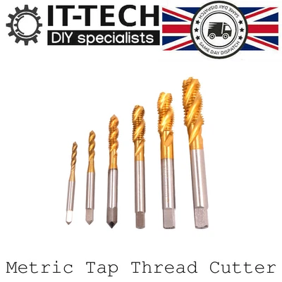 £14.69 • Buy 3 Pieces Titanium M3 M4 M5 M6 M8 M10 M12 Thread Tap Spiral Drill Bit Countersink