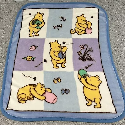 Vintage Disney Winnie The Pooh 30 X 45 Plush Fleece Baby Blanket Classic Pastel • $44.95