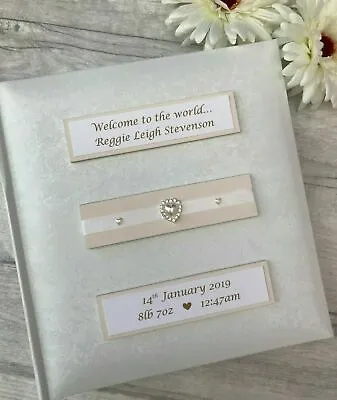  Personalised Traditional Newborn Baby Welcome Photo Album Gift 200 6x4 Photos  • £24.95