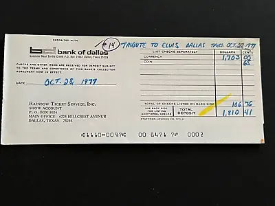 Tribute To Elvis Presley October 27 1977 Texas Concert Deposit Ticket Sales 2 • $59.82