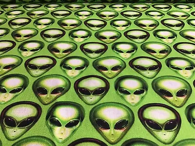 Alien FQ Green Sci Fi UFO Roswell Moon Space Man Cotton Area 51 Neon Green Black • $5.29