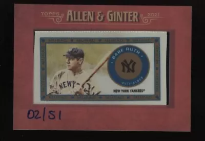 2021 Topps Allen & Ginter T-51 Murad Framed Cloth Babe Ruth Yankees HOF /51 • $10.65