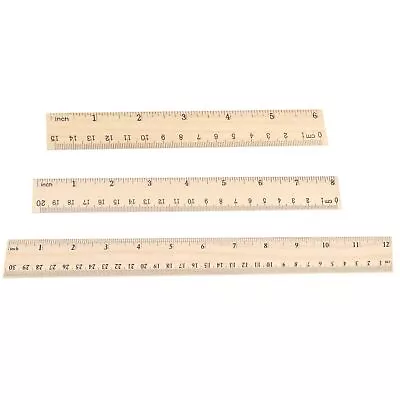 3 Pack Wooden Ruler 12 Inch 8 Inch And 6 Inch Wooden Ruler Kit With Conversio... • $11.62