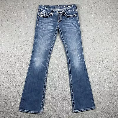Miss Me Jeans Womens 28 (28x32) Blue Irene Low-Rise Boot Cut Flap Pockets • $30.93
