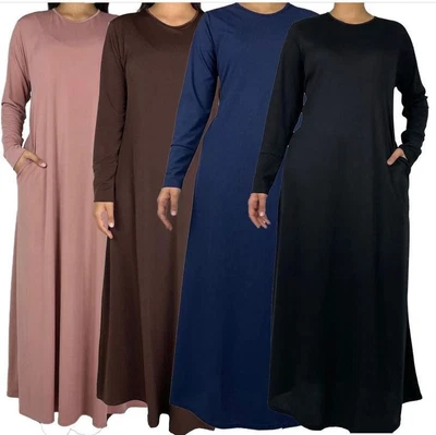 £20.99 • Buy Womens Plain Abaya Black With Pockets New Burkha  Jilbab Long Jersey Maxi Dress