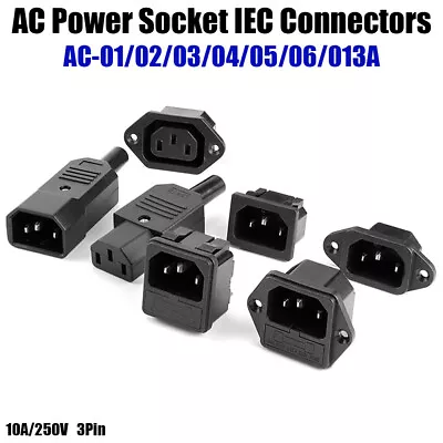 IEC Power Socket Connector 3 Pin AC 250V 10A Male Female Plug Jack PCB Panel • £1.56