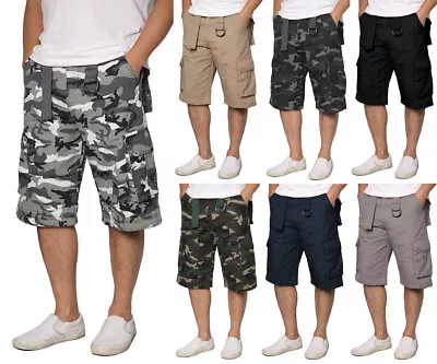 Men's Belted Cargo Shorts Lightweight Cotton Casual Camo Cargo Shorts Size 30-50 • $27.95