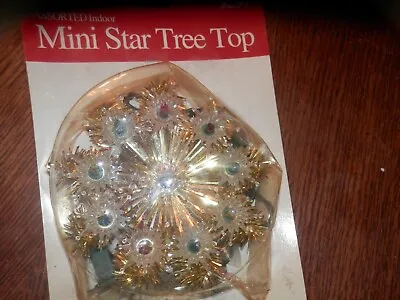 Vintage Tree Top Star Gold Tinsel Christmas Lights Topper New Old Stock 5.5 In • $9.99