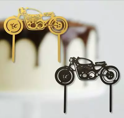 Motorcycle Acrylic 5  X 5.5  Cake Topper In Gold OR Black • $4.99