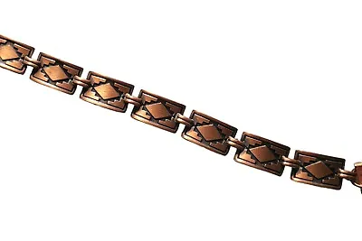 Vintage Native American Copper Panel Link Bracelet Stamped Design • $19.99