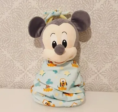 IMMACULATE Disney Store Authentic Mickey Mouse Baby  Soft Plush Toy In Pouch. • £5.99