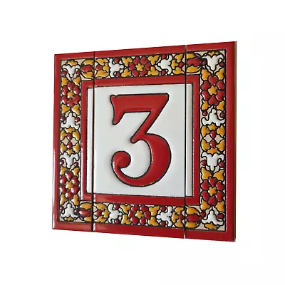 11 X 5.5 Cm Roja Hand-painted Ceramic Number Tiles & Metal Frames • £6.99