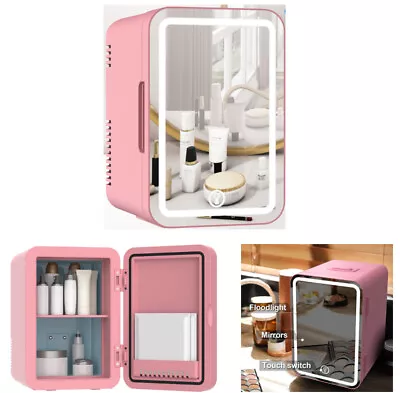 Portable 8L Mini Makeup Fridge Cosmetic Beauty LED Mirror Cooler Refrigerator • $68.99