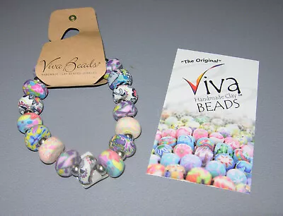 Viva Handmade Clay Beads MULTI BRACELET With Silver Spacers • $12.71