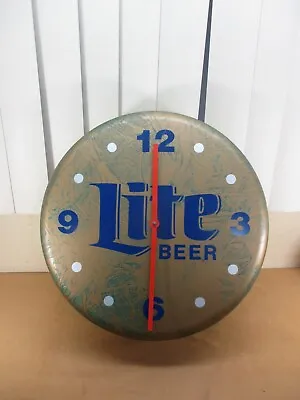 Vintage Miller Lite Beer Bottle Cap Top Advertising WALL CLOCK WORKS GREAT • $79.99