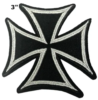 Maltese Iron Cross Embroidered Patch Motorcycle Biker Hook & Loop Applique MC • $4.87