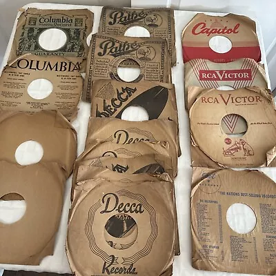 18 Vintage Record Paper Sleeves Jackets Covers 10 78 RPM Deteriorated 100+years • $19.99