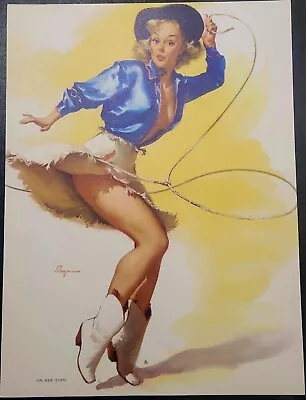 VINTAGE 1950's GIL ELVGREN BROWN & BIGELOW PIN-UP PRINT  ON HER TOES !  4.5 X 6 • $10