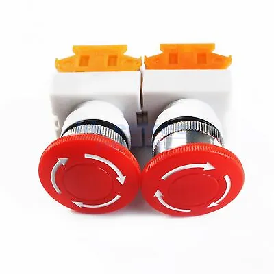 2PCS Emergency Stop Switch Red 600V 1 NC 10A Contacts E-stop Twist Release US • $7.45