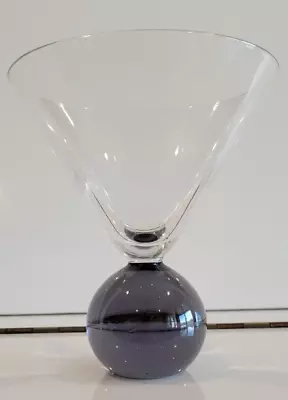 1 Clear Martini Cosmopolitan Goblet Purple Ball Stem 5.25 Inches Holds 8 Ozs • $15