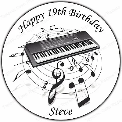 Personalised Keyboard Synthesizer Music Notes Edible Icing Birthday Cake Topper • £4.65