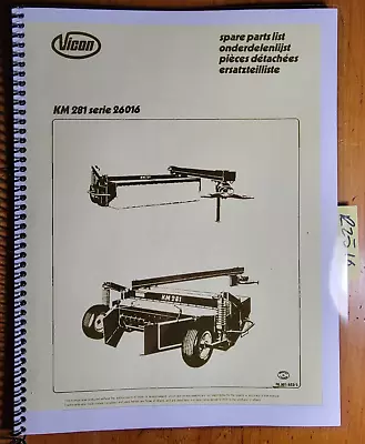$15.99 • Buy Vicon KM281 Series 26016 Disc Mower Parts Manual 70.001.832.3