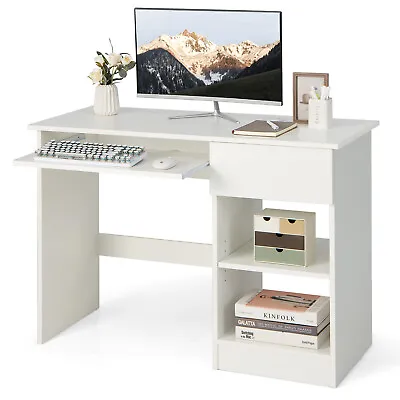 $129.90 • Buy Giantex Computer Desk Study Writing Workstation Table W/Keyboard Tray Home White