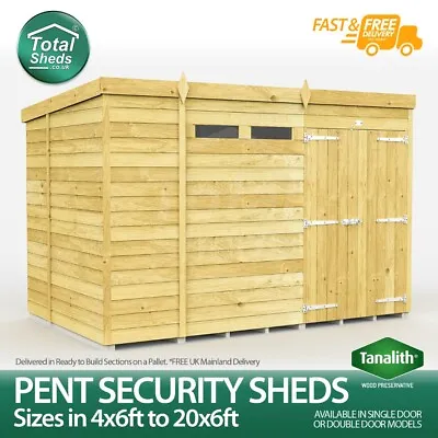 Total Sheds Double Doors Pent Security Shed Pressure Treated  Fast & Free Del • £770.72