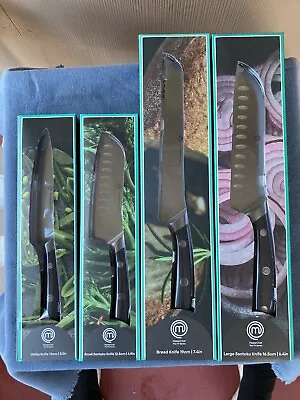 4 Pc MasterChef  Knife Set -Utility Bread Large Small Santoku Knives  NEW • $39.99