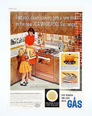 RCA Whirlpool Gas Range Ad Vintage 1961 Kitchen Stove  Oven Advertisement • $14.94