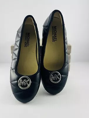 MICHAEL KORS Shoes Black Ballet Flats Girls Faux Leather Size 1 • $3.99