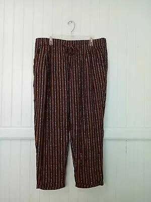Garnet Hill Tribal Print Pants Cropped Tencel Linen Blend Elastic Waist Sz XL • $24.99