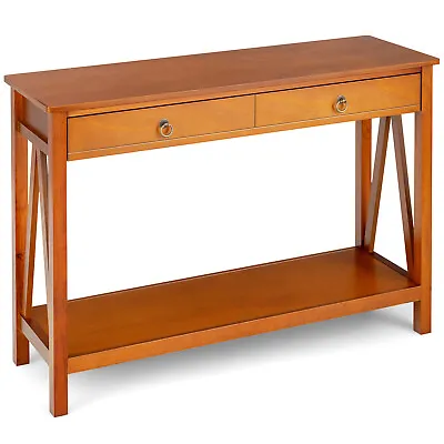 Console Table Storage Shelf Modern Sofa Table W/ Drawer Entryway Hallway Cherry • $109.99