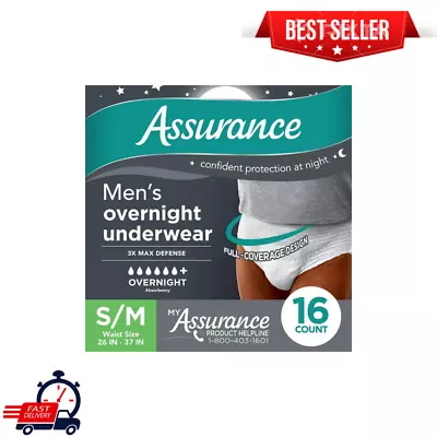 16 Count Assurance Incontinence Underwear For Men's Adult Diaper Overnight S/M • $12.99