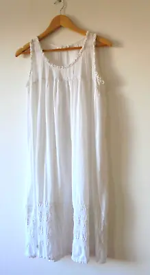 Zara Home White Broderie Anglaise Dress Cotton Size M Cottagecore • $33.62