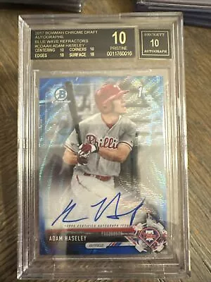 Adam Haseley 2017 Bowman Chrome 1st Blue Wave Refractor Auto BGS 10 Pristine Wow • $0.99