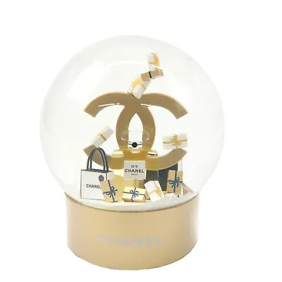 Authentic CHANEL Glass Snow Globe Snow Dome 2023 Novelty Champagne Gold Used F/S • $517