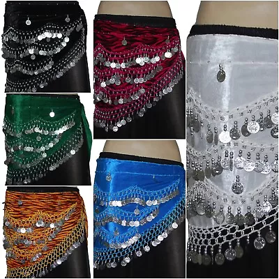 Wholesale 10 Pcs Hip Scarves Belly Dancing Jingly Stretch Velvet Croachet Coin • $89.58